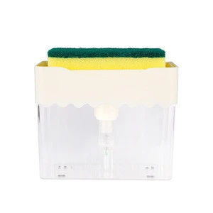 New creative bathroom kitchen liquid soap dispenser with sponge press detergent dispenser storage box