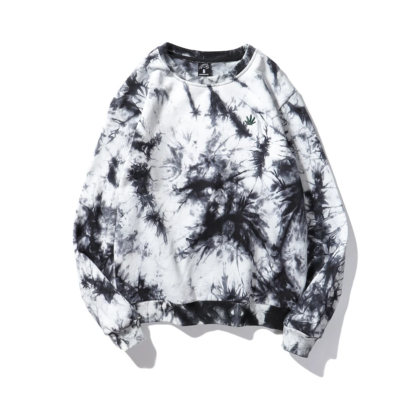 New Design Adult Mens Standard Regular Sleeve Wholesale Round Neck Tie Dye Sweatshirt