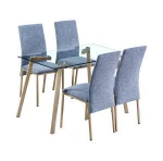 new design RESTAURANT glass top dining  table furniture  CHAIRS restaurant set  glass dining table set