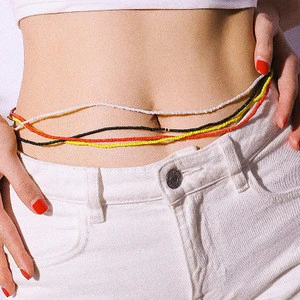 New Fashion Bohemian Style  Rice Bead Elastic Body Jewelry Waist Chain For Women Wholesale