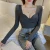 Import New fashion versatile thermal underwear with chest pad thin heating winter undershirt womens top tight from China
