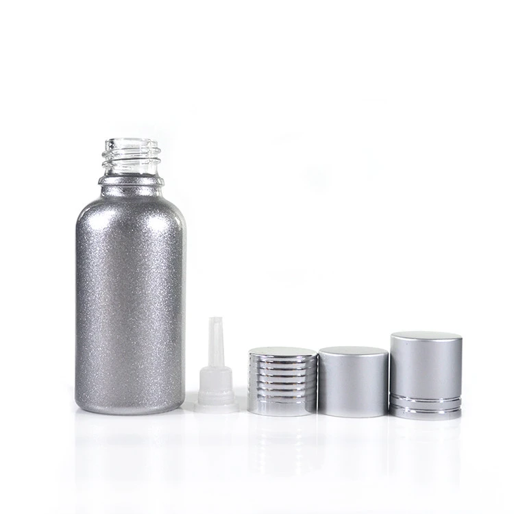 New products 30ml colors shinny silver blue white orange glass dropper bottle for olive oil