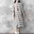 Import New retro striped robe cotton &amp; linen loose and comfortable style medium sleeve long women casual dresses from China