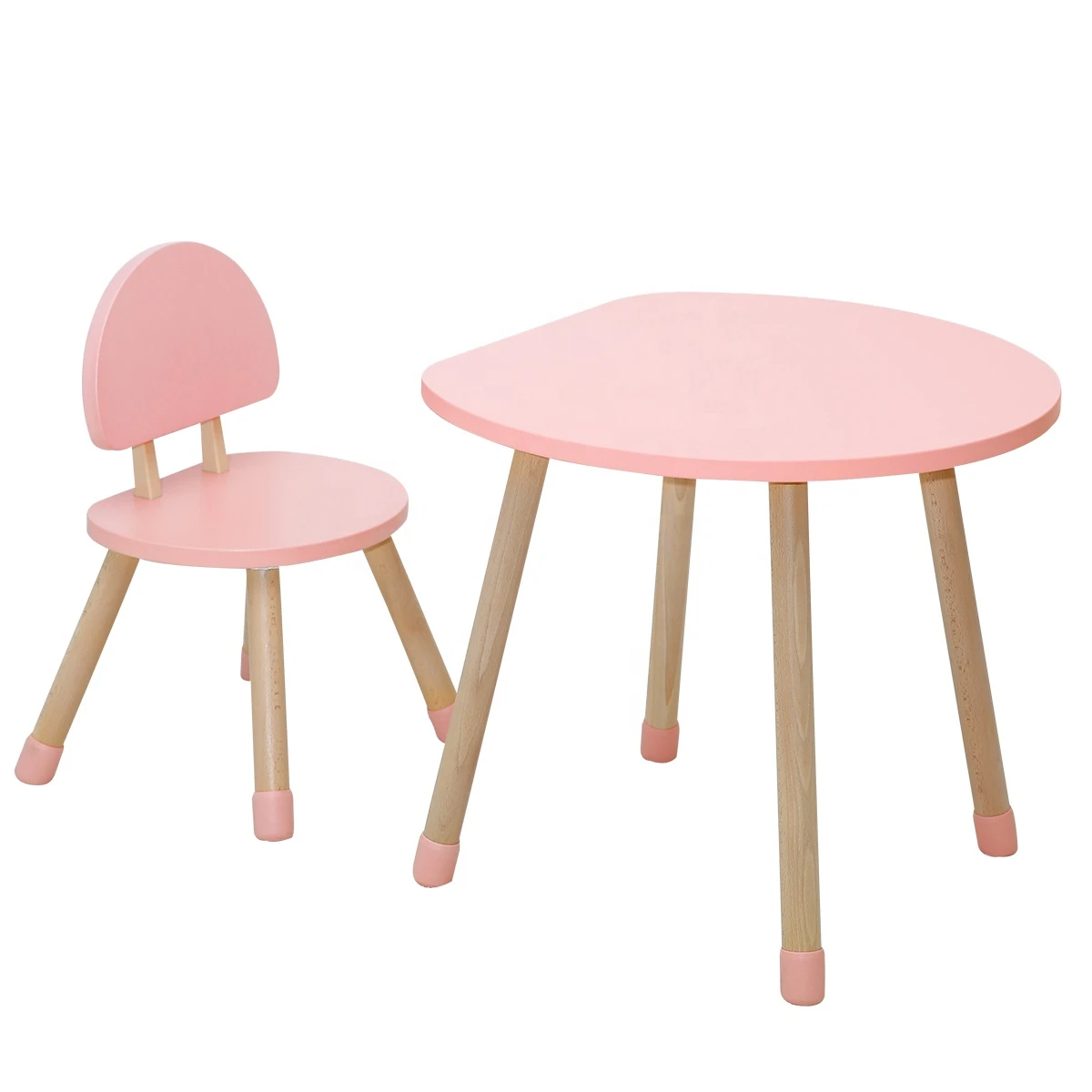 New Style Wooden Kids Mushroom Shape Table and Chair Set Children Home School Furniture