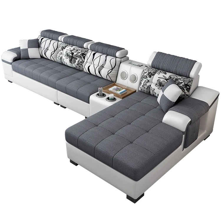 Nordic modern mueble de sala wood living room sets leather u shaped sofa bed fabric luxury furniture sofa set