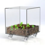 OEM Clear Acrylic Plexiglass Side Table with  Wheel,Modern Home Acrylic Furniture
