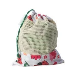 Organic cotton full printing strong durable fruit mesh bag custom