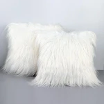 OurWarm New Luxury Series Merino Style 18 x 18 inch White Fur Throw Pillow Case Cushion Cover for Sofa Bedroom