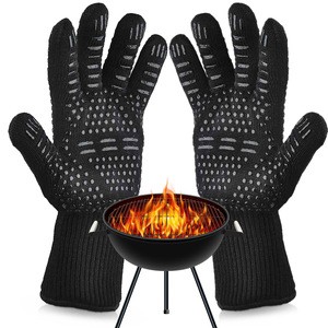 Outdoor cooking tool logo custom barbecue grill glove high temperature holder oven bbq gloves extreme fire resistant gloves