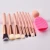 Import pink brush makeup set 8pcs cosmetic holder brush synthetic hair 8pcs cleaner brush blender sponge from China