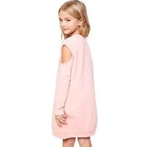 Pink Cold Shoulder Girls Sweatshirt Dress
