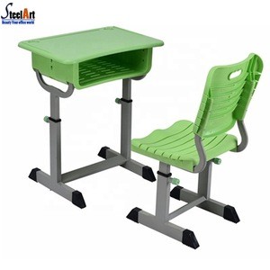 Plastic colorful elementary school desk and chair