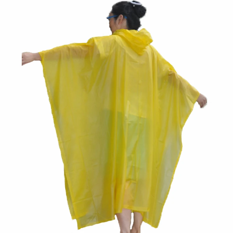 plastic yellow pvc rain coat poncho wholesale hooded pvc raincoat poncho