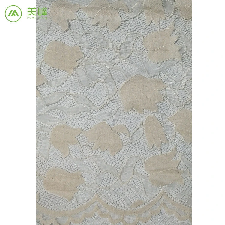 Polyester Cotton Nylon Shiny Lurex Beige Lace Fabric