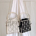 Popular mini celebrity rhinestone bucket evening Clutch woman hollow cage diamond alloy metal Clutch woman evening Clutch