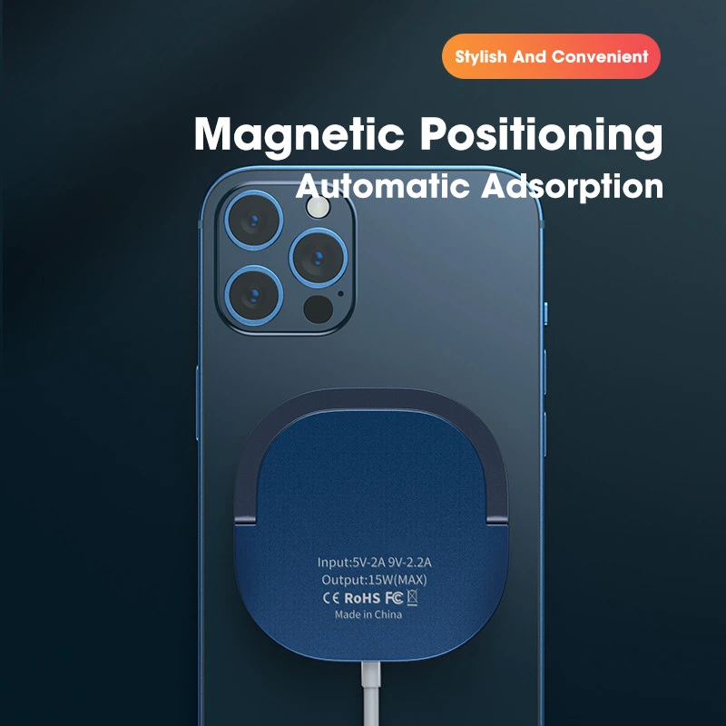Portable Wireless Charging Magnet Pad Mobile Phone 15w Fast Charging Qi Magnetic Wireless Charger