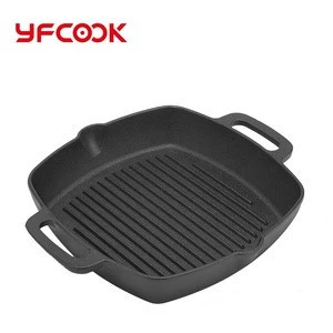 Pre Seasoned Cast Iron Square Skillet for Grill, Gas, Oven, Electric, Induction and Glass, Black