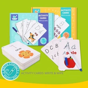 Preschool educational toys math animal alphabet cognition handwritten teaching activity cards write&amp;wipe learning cards