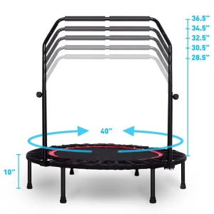 Professional foldable exercise  jumping fitness round elastic mini trampoline with handle