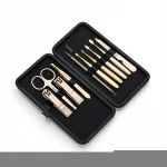 PU case Portable Manicure Pedicure Set Stainless Steel Nail Care Tool Set Nail Clipper Gold