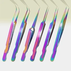 Rainbow Beauty Tweezers Stainless Steel Titanium Eyelash Extension Manicure
