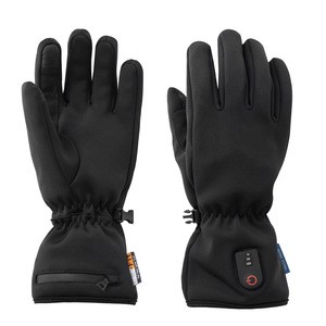 Rechargeable Battery Electric Winter Outdoor Thin Heated Sports Gloves, black gloves