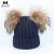 Import Ribbed Winter Warm Knit Kids Natural Raccoon Fur Pompon Ball Beanie Hat Children Knitted Winter Hat Scarf Set from China
