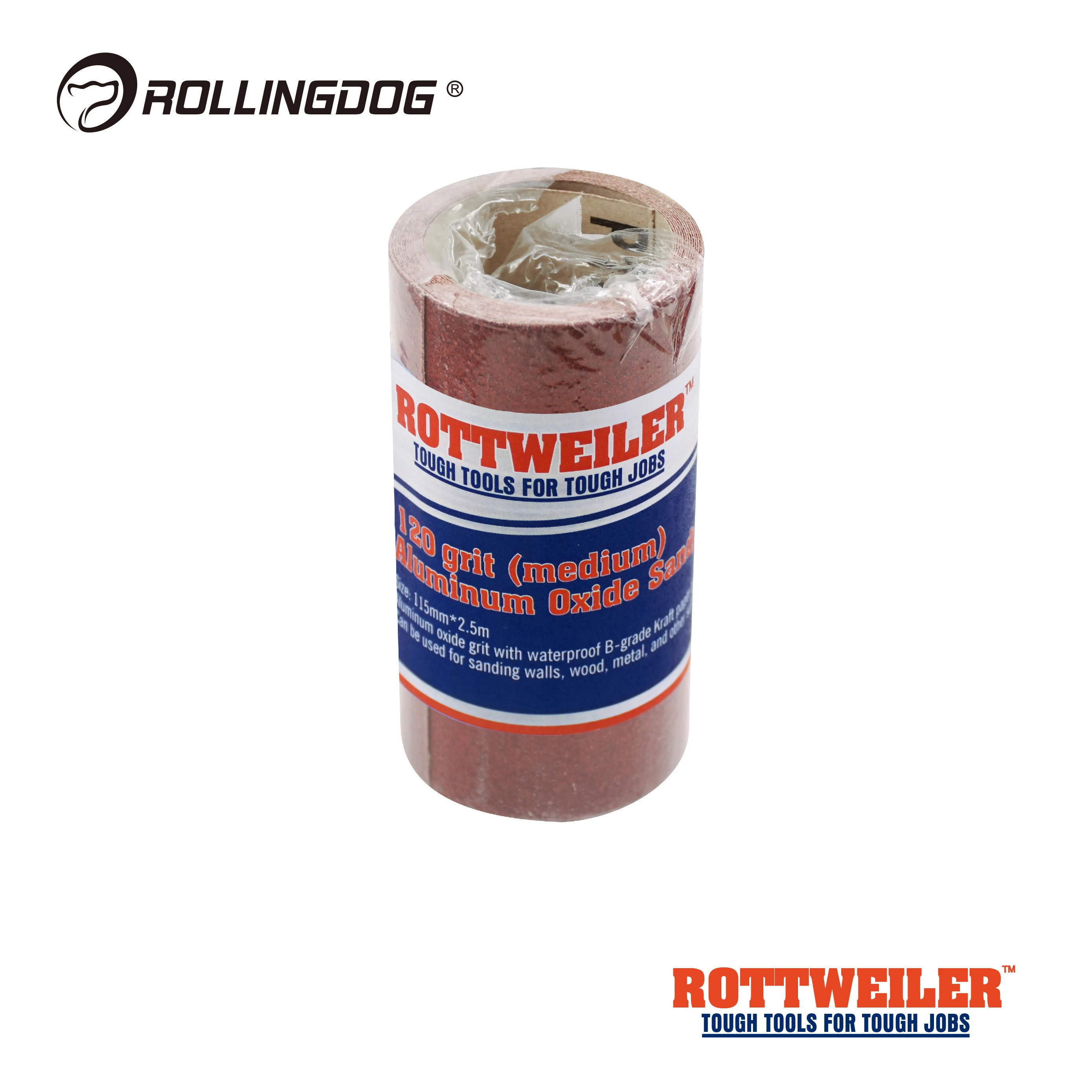ROLLINGDOG 120 Grit Red Waterproof B-grade Kraft Paper Backing Aluminum Oxide Abrasive Sandpaper Roll