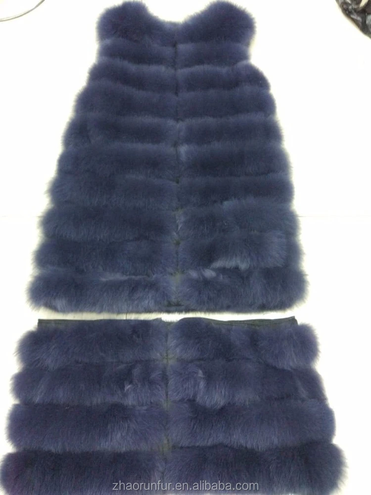 Russian style 120cm long Fox Fur Parka dyed Fox Fur vest