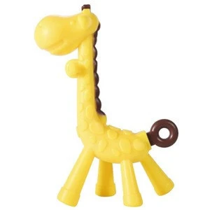 Safety Funny BPA Free Chewing  Teethers Brush Silicone Natural teething Giraffe Baby Teether Toy