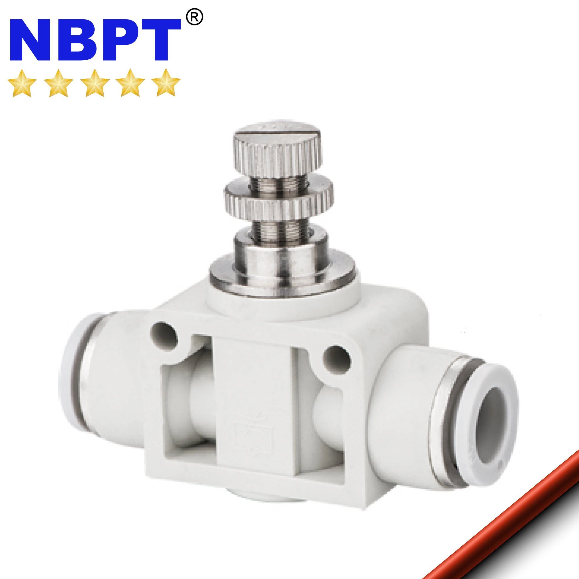 SCF series union pneumatic speed control flow control fittings, pneumatic in line  throttle valve by NBPT