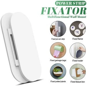 Self Adhesive Power Strip Holder No Punch Socket Cable Fixer Wall Mount Power Fixator for Desk Wall WiFi Router Remote ControI