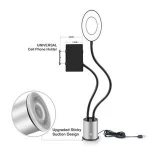 Selfie LED Ring Fill light With Phone Holder Adjustable Necklace For Makeup For Live Stream With Stable Suction Cup Table Lamp