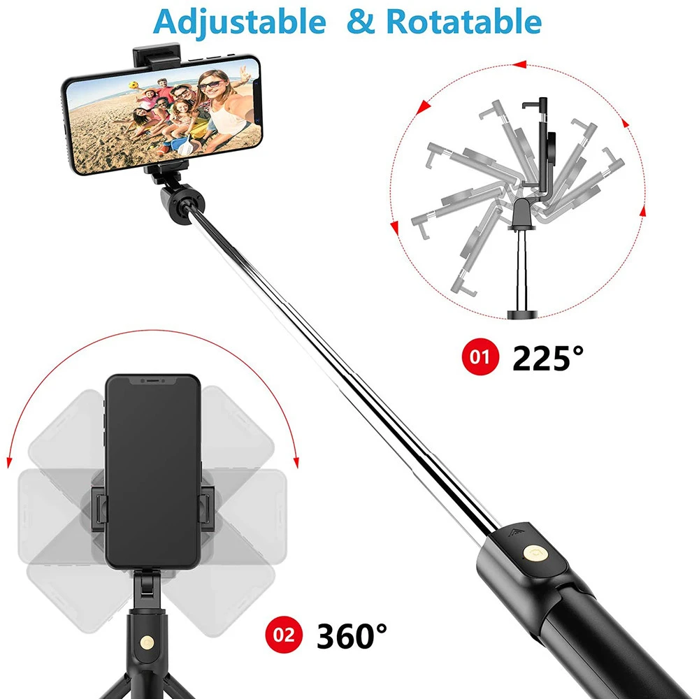 Selfie Stick 3 in 1 Flexible Selfie Stick Tripod with Wireless Remote Shutter and 360 Rotation Tripod Stand Selfie Stick