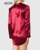 Sexy Girls Silk Satin Shiny Nightgown Sleepshirt Red Boyfriend Shirt Dress  Nightshirt For Women