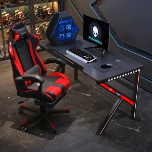 Simple and stylish K-shaped game table game chair with RGB lighting