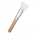 Single Eco Friendly Wood Bamboo Matte Silver Silicone Smudge Facial Mask Brush Flat Spatula Brush Mixing Mud Applicator