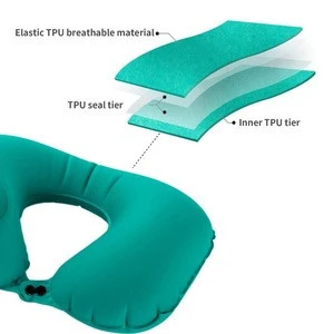 Small Inflatable Blow up Plane Sleeping Neck Pillow with Built-in Pump