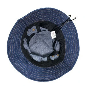 Small MOQ fashion hat denim custom bucket hat with string