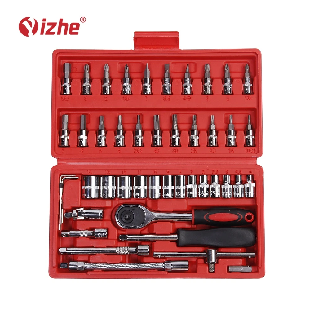 Socket Wrench Tool Set Auto Repair Mixed Tools 46pcs  Spanner Chrome Vanadium Ratchet Wrench Socket Set