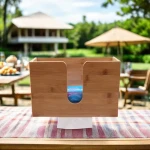 SOPEWOD Modern Bamboo Paper Towel Dispenser Wall Mount or Countertop for Multifold Hand Napkins Holder for Kitchen Bathroom