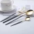 Import stainless steel dinnerware sets flatware set spoon and fork black gold plated cutlery from China