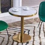 Stainless steel gold-plated Nordic marble top restaurant table