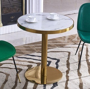Stainless steel gold-plated Nordic marble top restaurant table