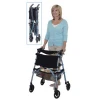 Stander EZ Fold-N-Go Rollator lightweight folding adult walker with seat- Cobalt Blue