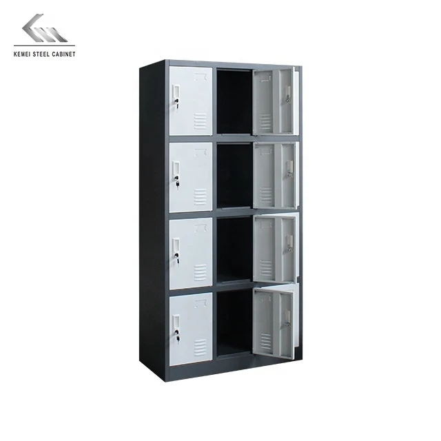 Steel black and white office furniture general use metal 12 door clothing locker/wardrobe with key lock
