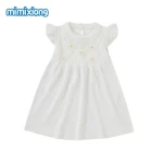 Summer O-Neck Breathable Casual Dress Solid Color White Baby Girl Dress Children Clothes