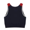 Summer Tank Top Embroidered Logo Crop Top Navy Blue Crop Top Tshirt