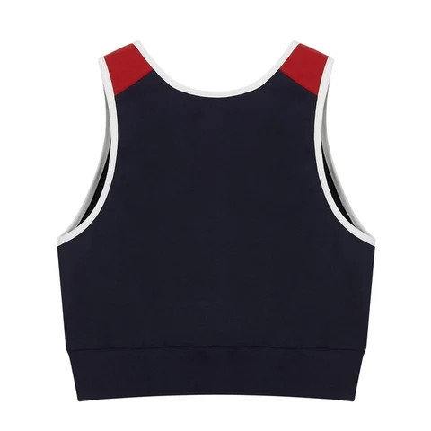 Summer Tank Top Embroidered Logo Crop Top Navy Blue Crop Top Tshirt