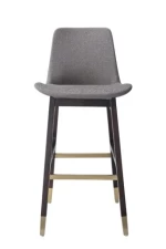 Superior grey fabric wood bar stool chair with holder